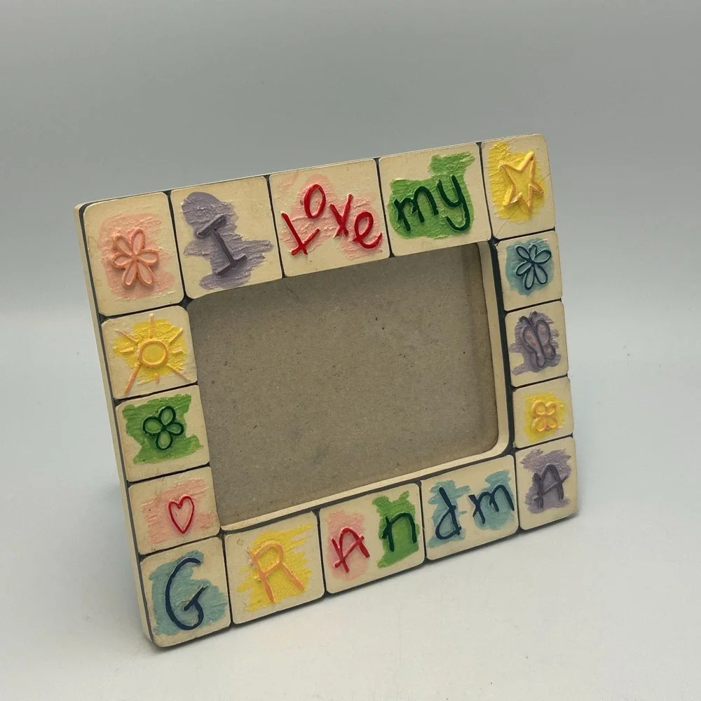 Vintage 90's Russ Picture Frame Skribbles I Love My Grandma 3x5 Crayons Photo